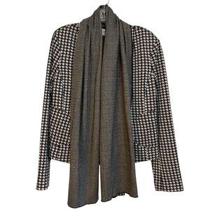 Cabi Style 3904 Scarf Front Waterfall Jacket size Medium Houndstooth Unlined